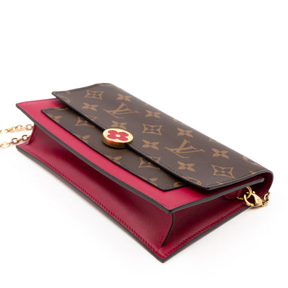 Flore Chain Wallet Monogram Fuchsia