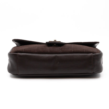 Sport Ligne Flap Bag Brown Suede Leather