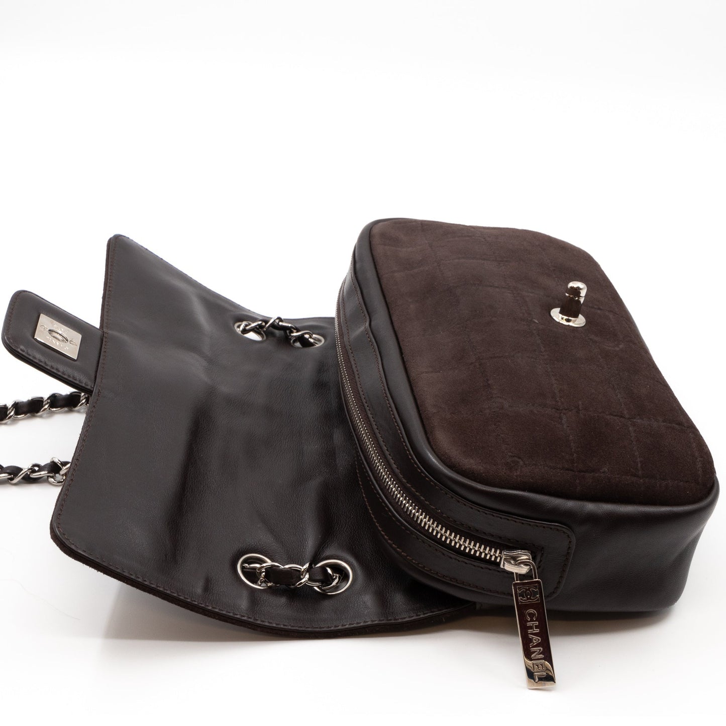 Sport Ligne Flap Bag Brown Suede Leather