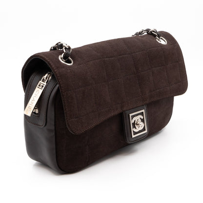 Sport Ligne Flap Bag Brown Suede Leather