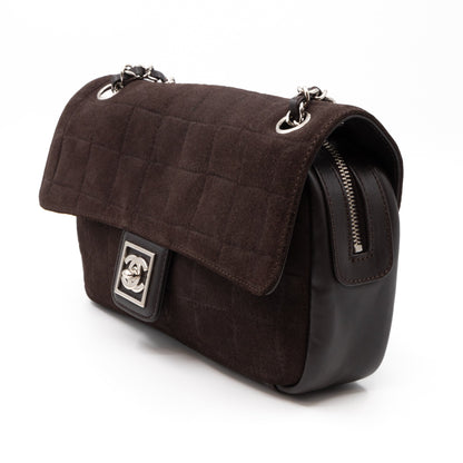 Sport Ligne Flap Bag Brown Suede Leather