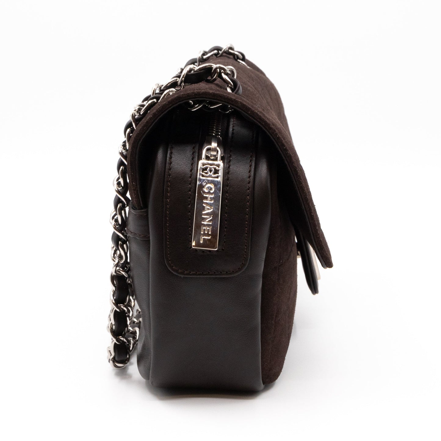 Sport Ligne Flap Bag Brown Suede Leather