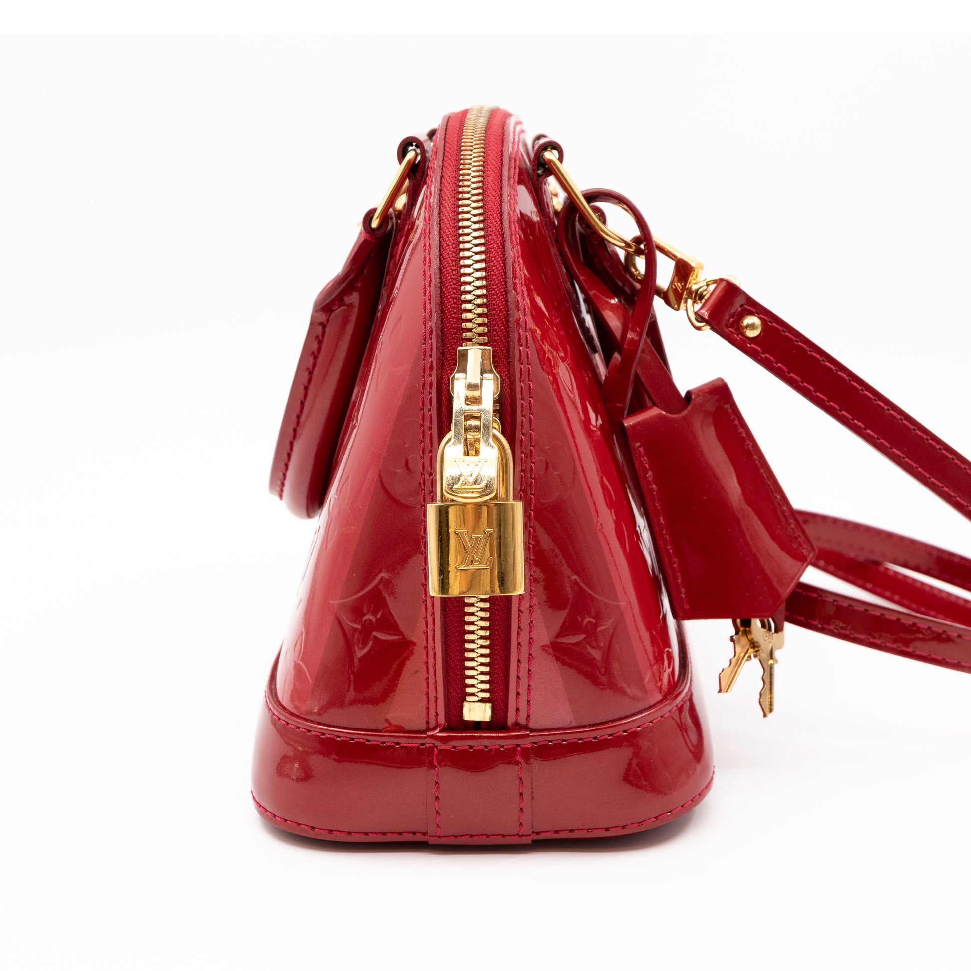 Louis Vuitton Pomme D'Amore Monogram Rayures Vernis Alma BB Gold Hardware,  2011 Available For Immediate Sale At Sotheby's