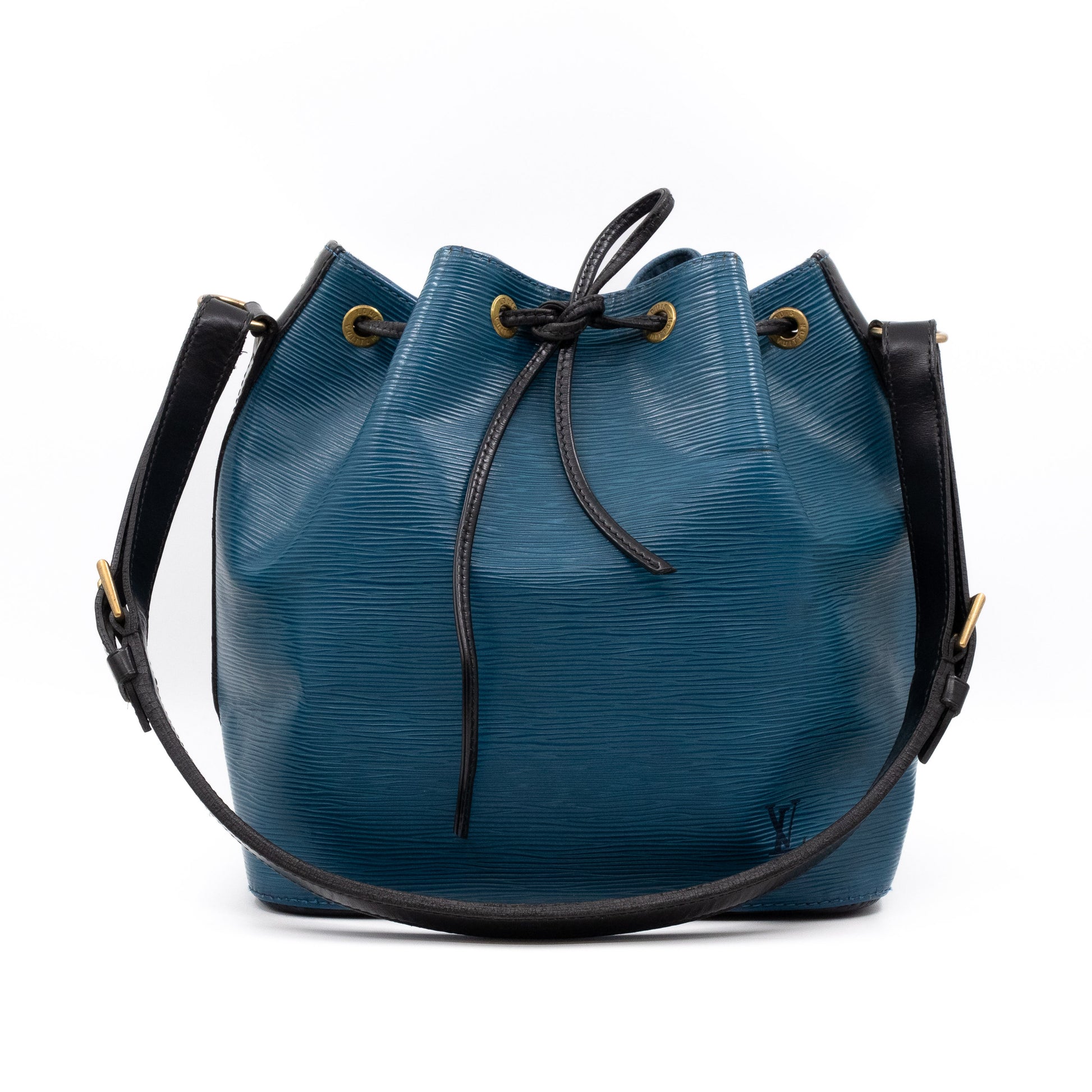 Louis Vuitton Petit Noé Handbag in Blue EPI Leather and Black Leather