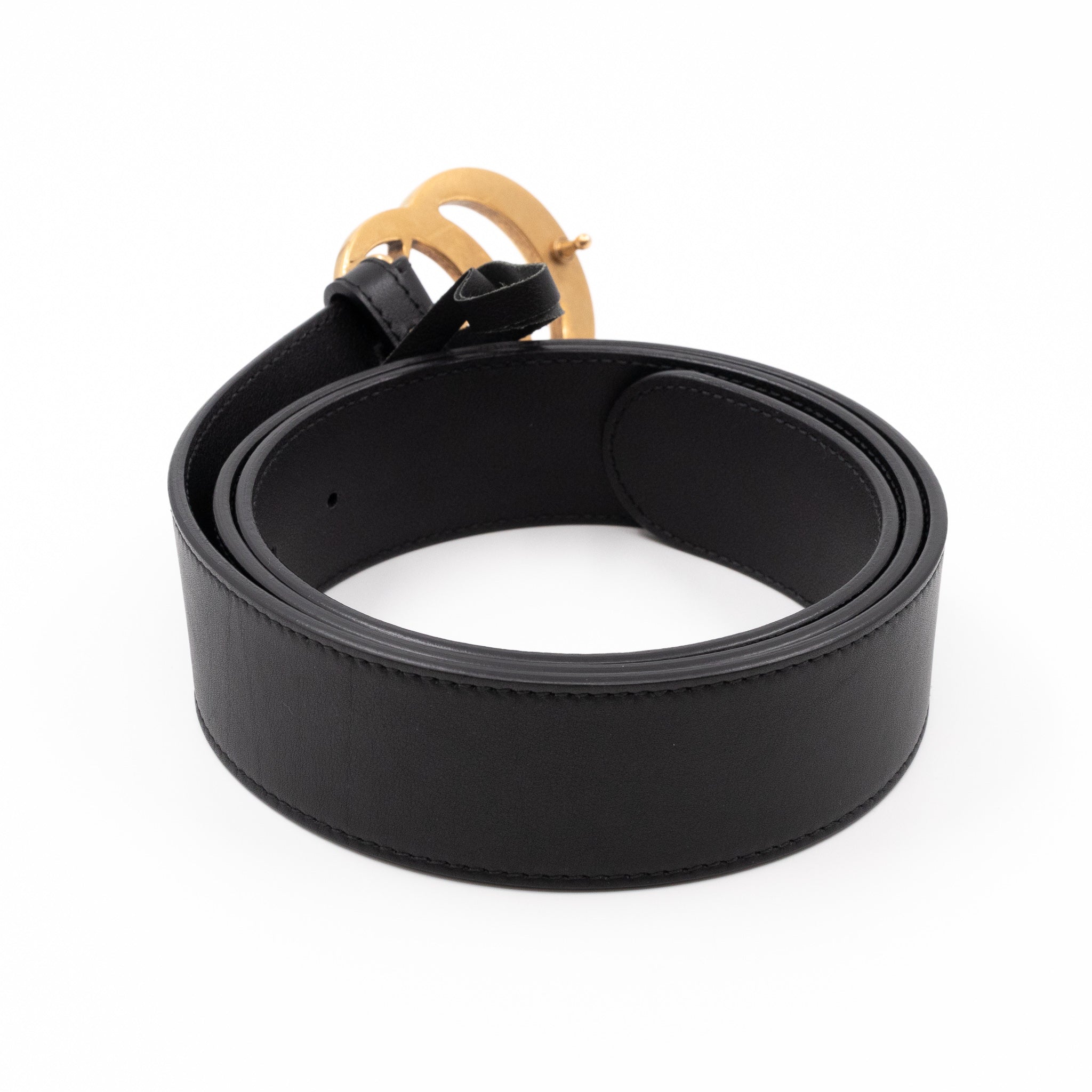 GG Marmont Wide Black Leather Belt 100 cm