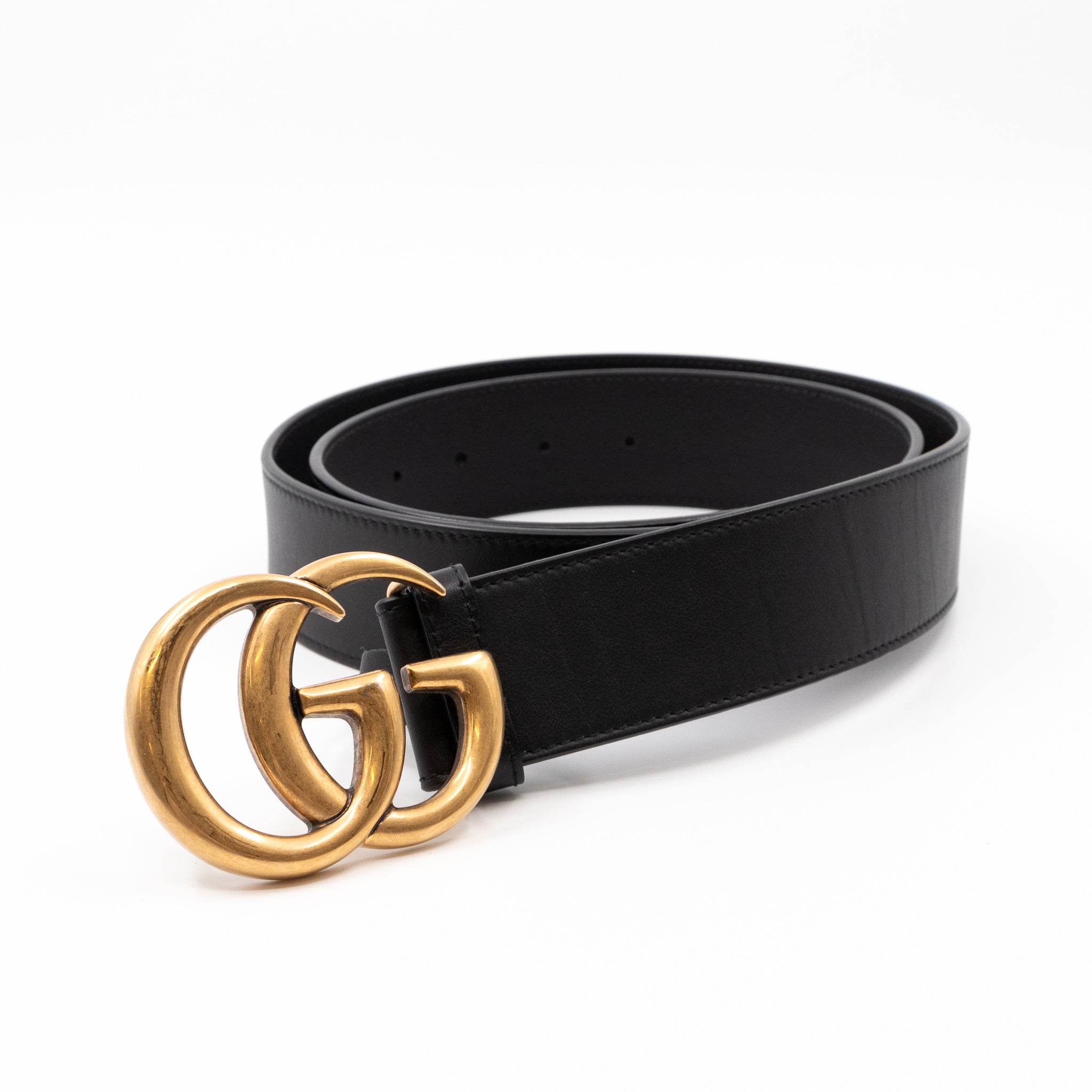 GG Marmont Wide Black Leather Belt 100 cm