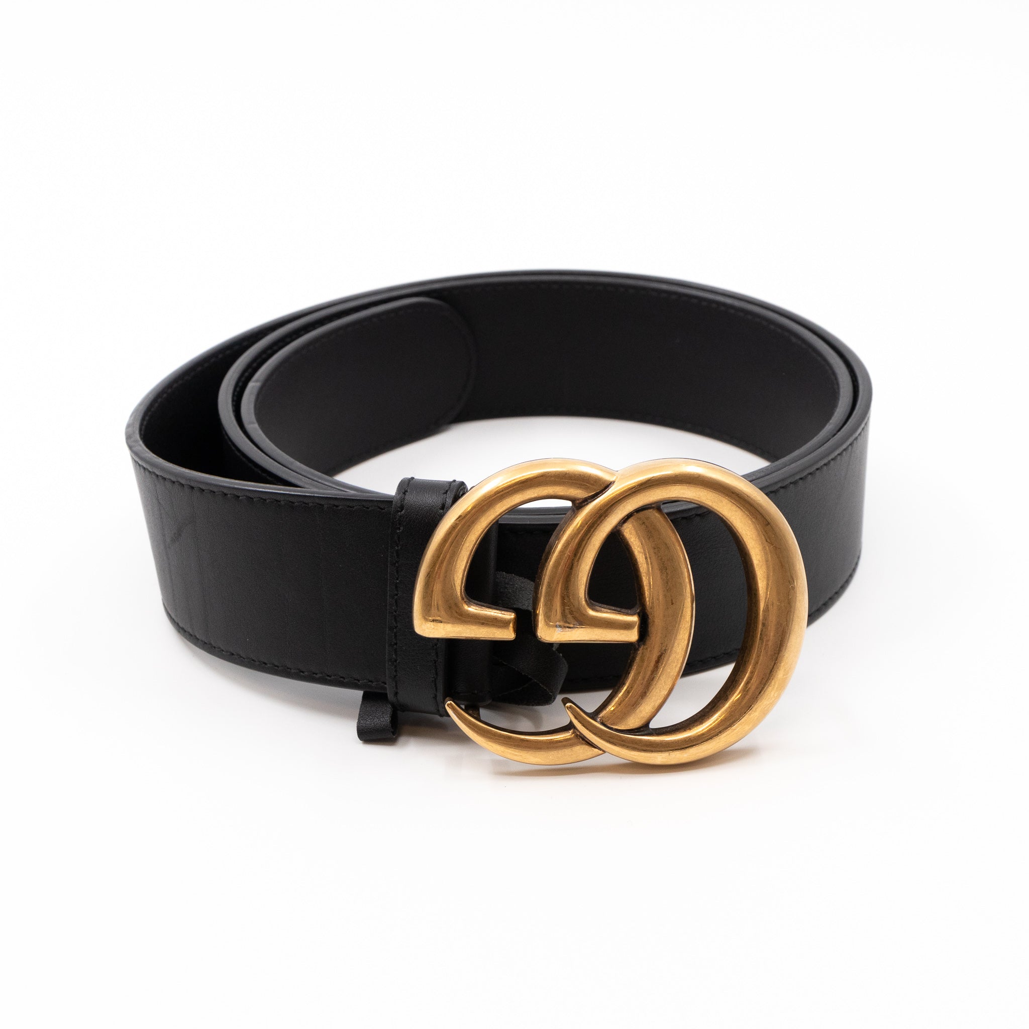 GG Marmont Wide Black Leather Belt 100 cm