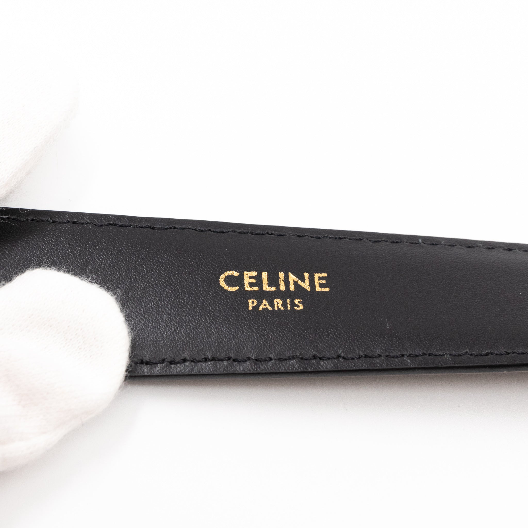 Triomphe Black Leather Belt 75 cm