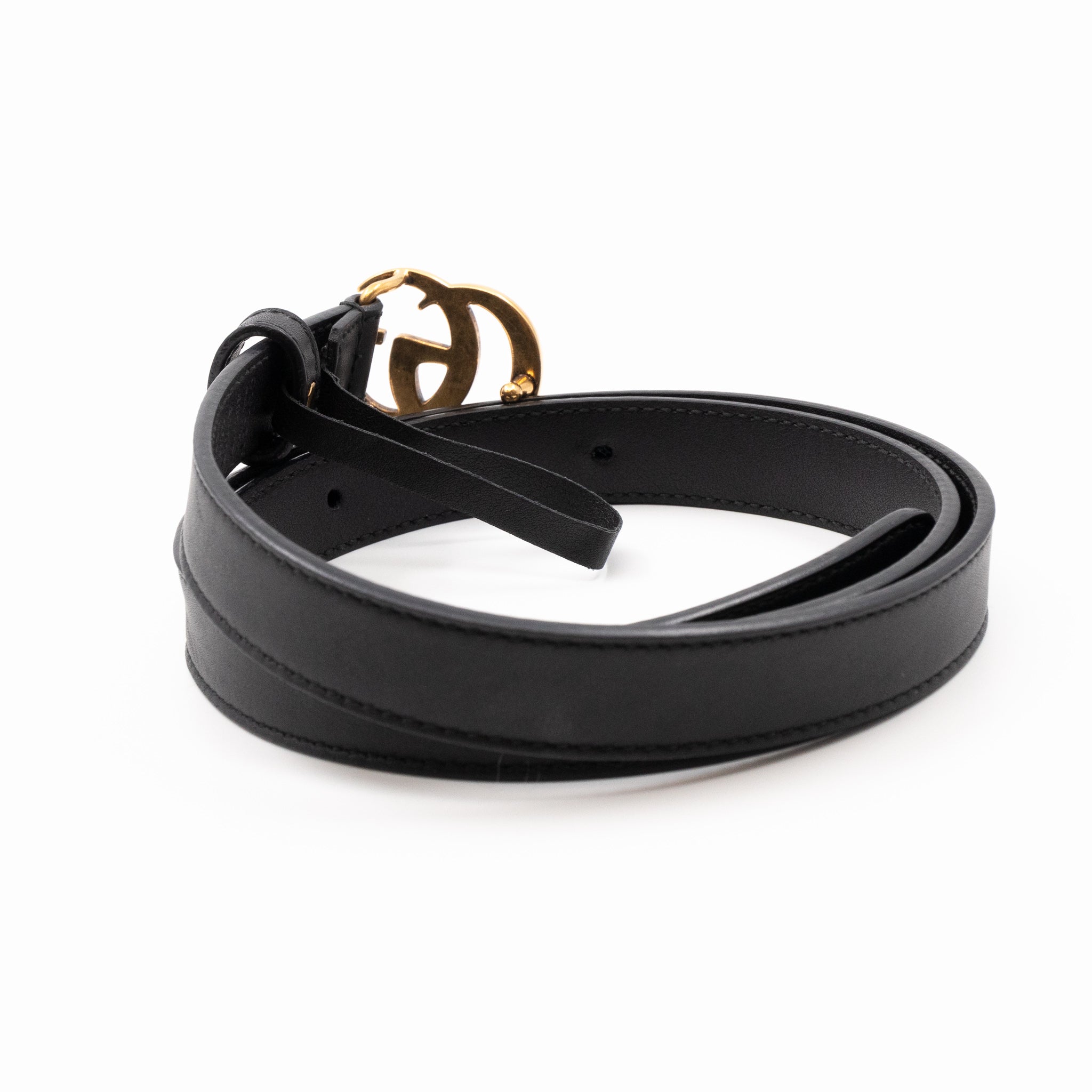 GG Marmont Slim Belt Black Leather 85 cm