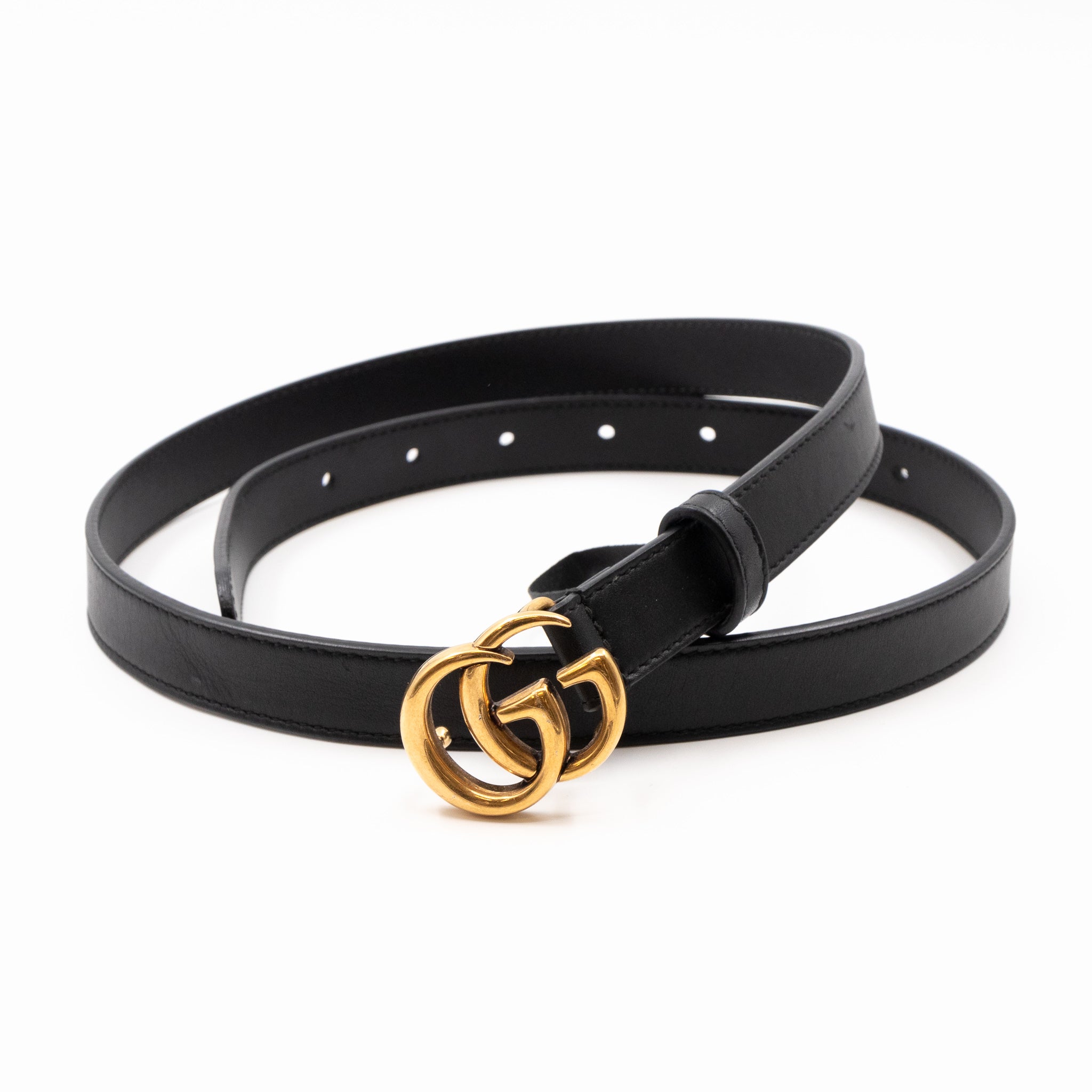 GG Marmont Slim Belt Black Leather 85 cm