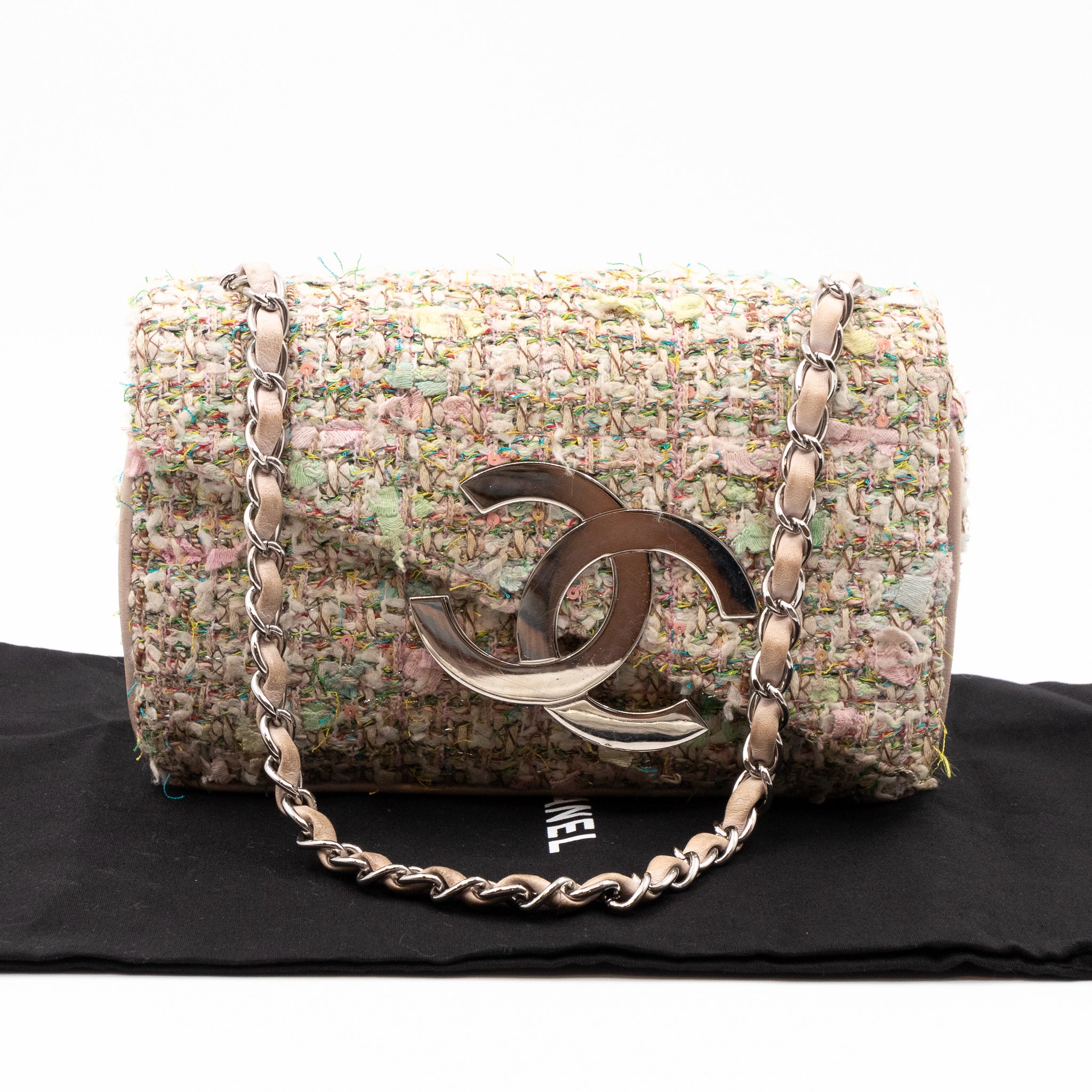 Small Diagonal Flap CC Shoulder Bag Tweed