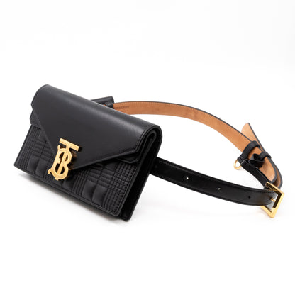 TB Envelope Belt Bag Quilted Black Leather