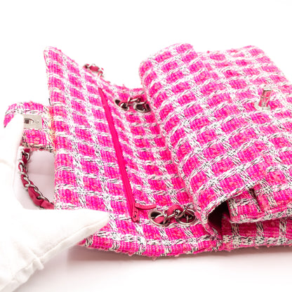 Classic Double Flap Bag Medium Tweed Pink