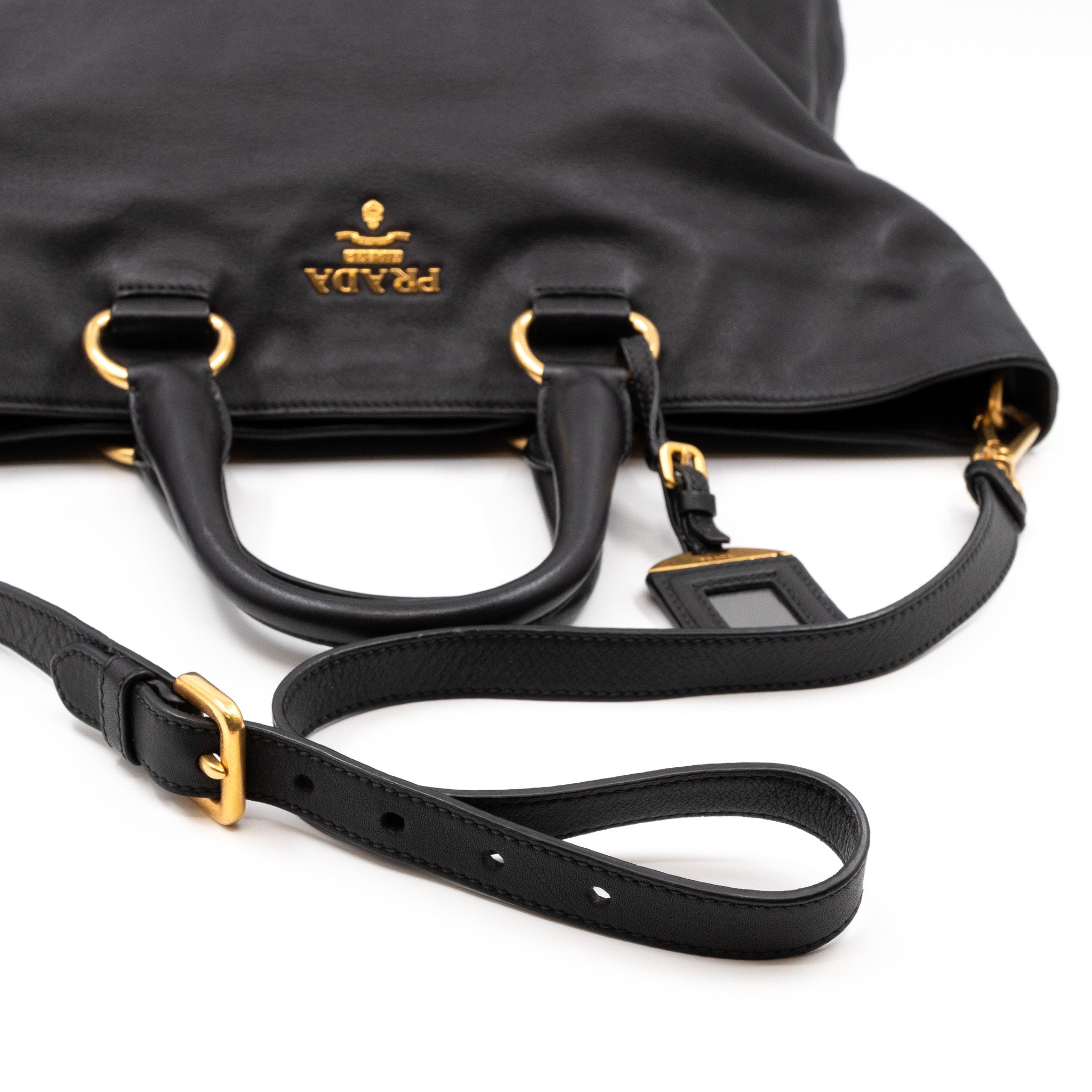 Large Shopping Tote Black Leather