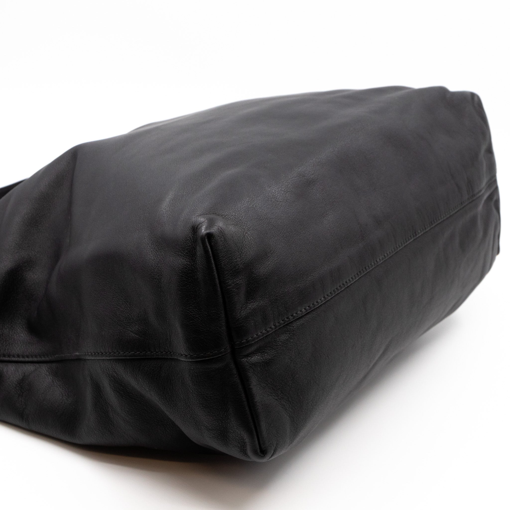 Large Shopping Tote Black Leather
