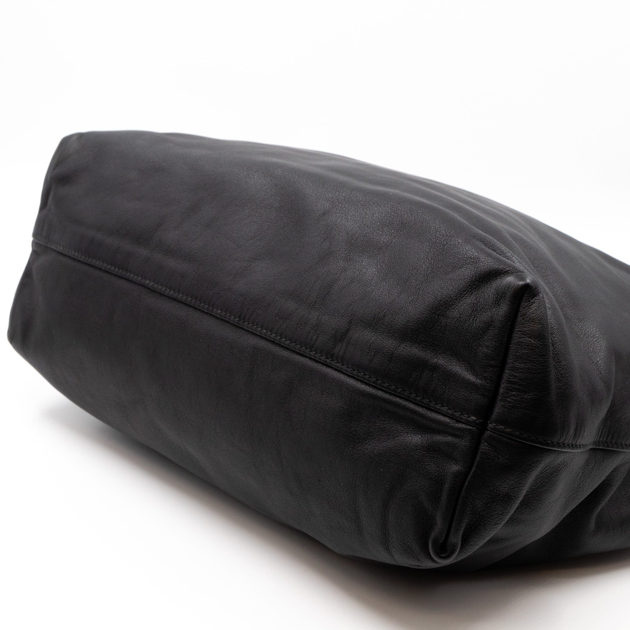 Large Shopping Tote Black Leather