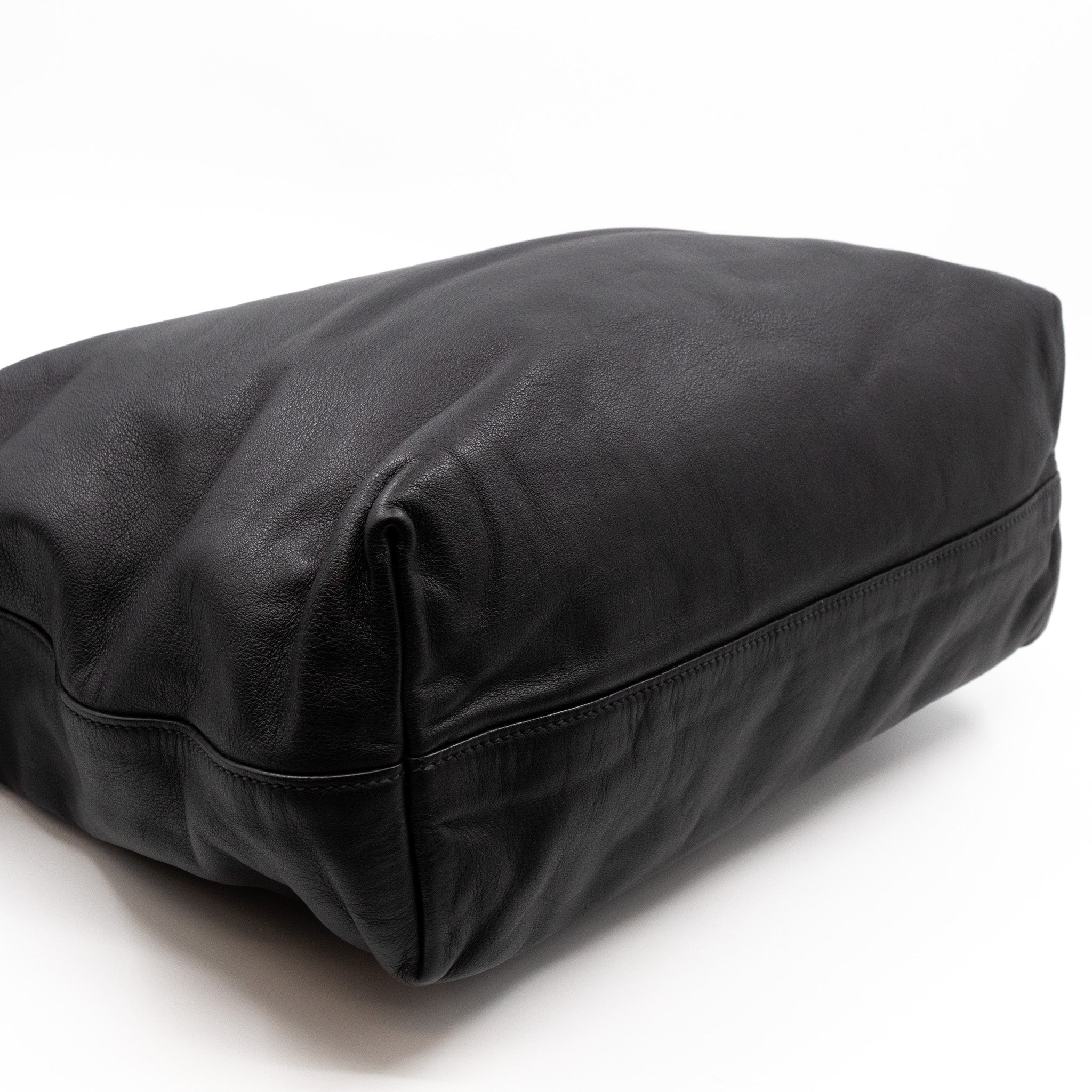 Large Shopping Tote Black Leather