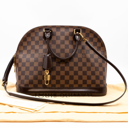 Louis Vuitton Alma MM Damier Ebene with Shoulder Strap – Queen Station