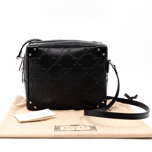 GG Embossed Trunk Bag Black Leather