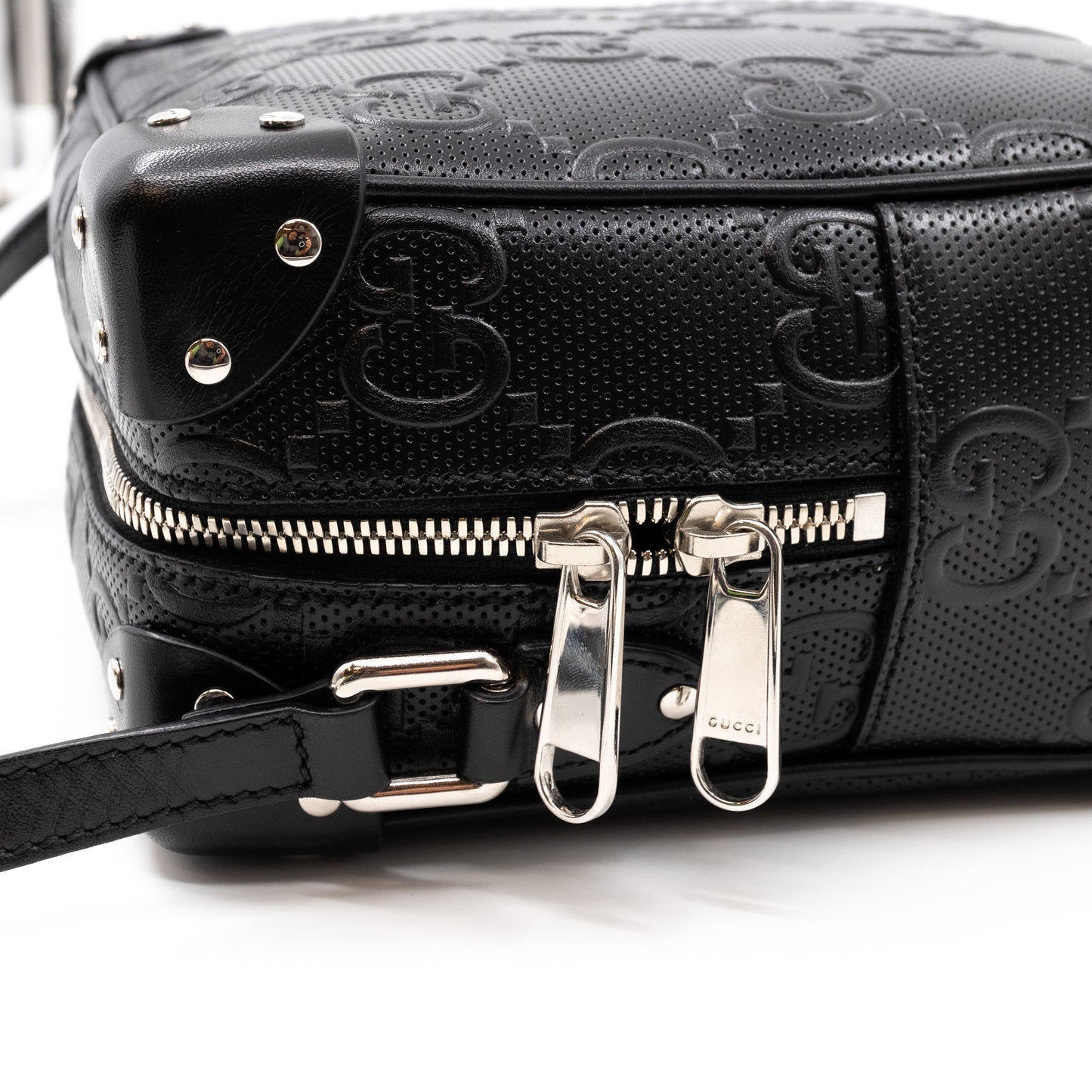 GG Embossed Trunk Bag Black Leather