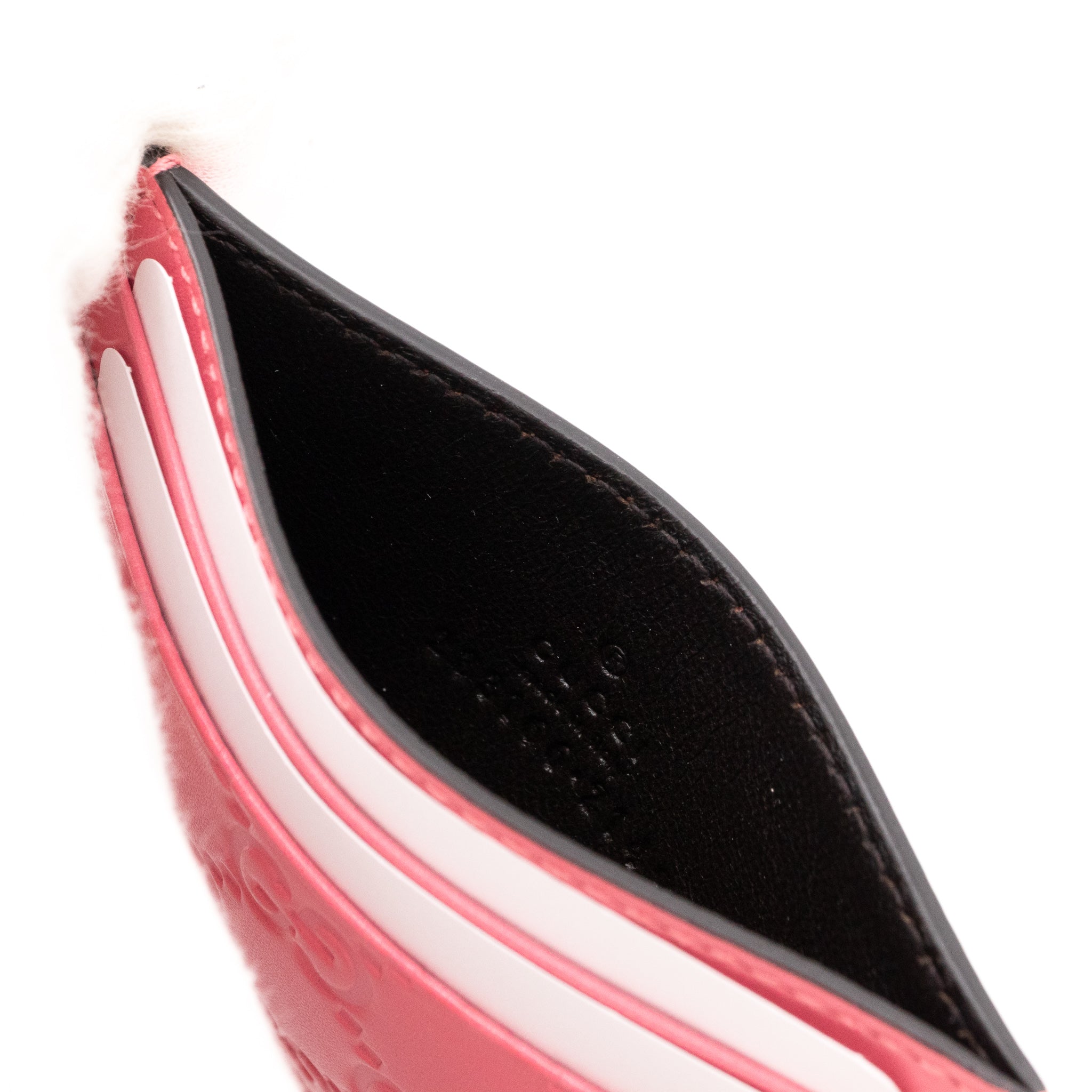 GG Embossed Card Case Pink Leather