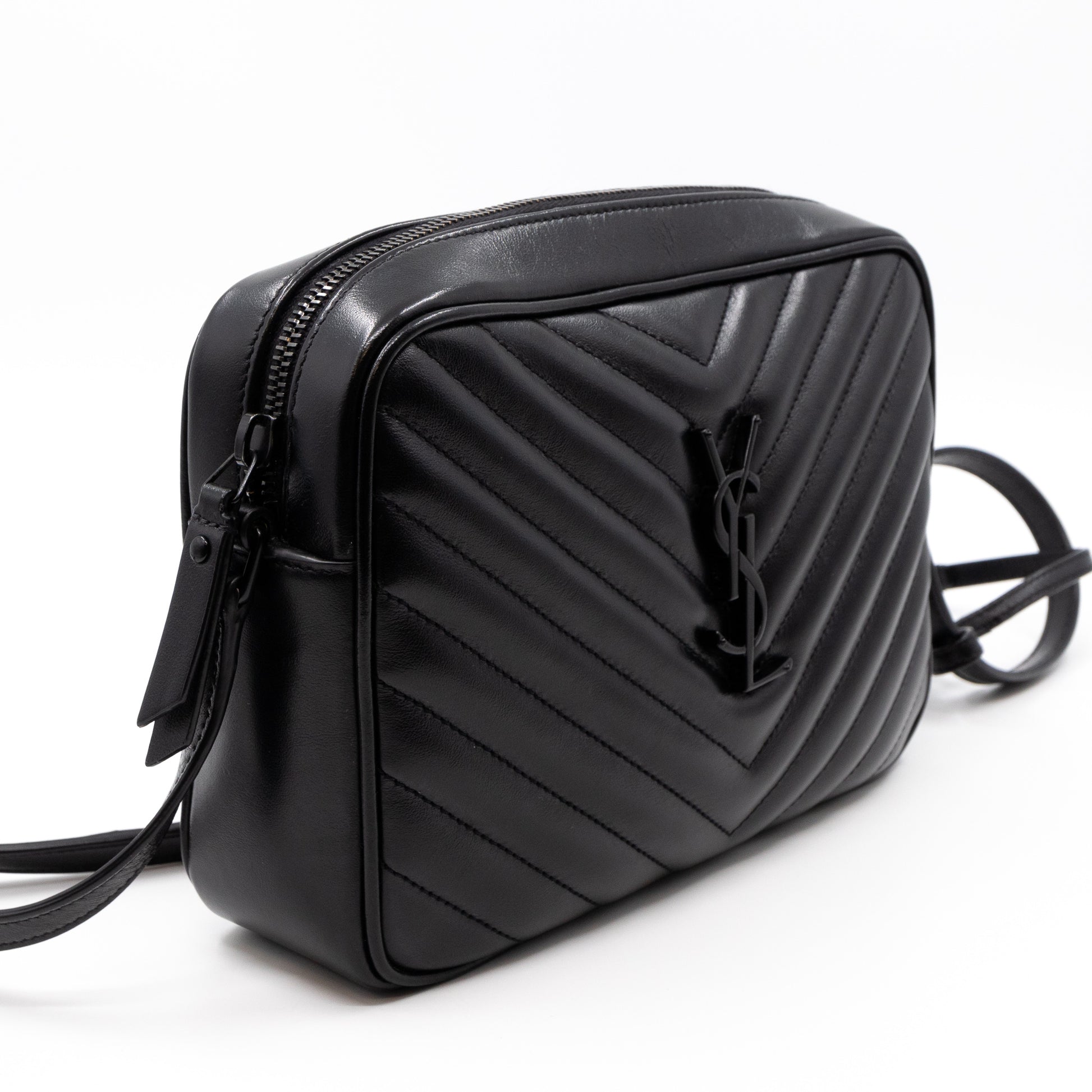Authentic YSL Yves Saint Laurent Black Velvet Leather Lou Camera Messe –  Paris Station Shop
