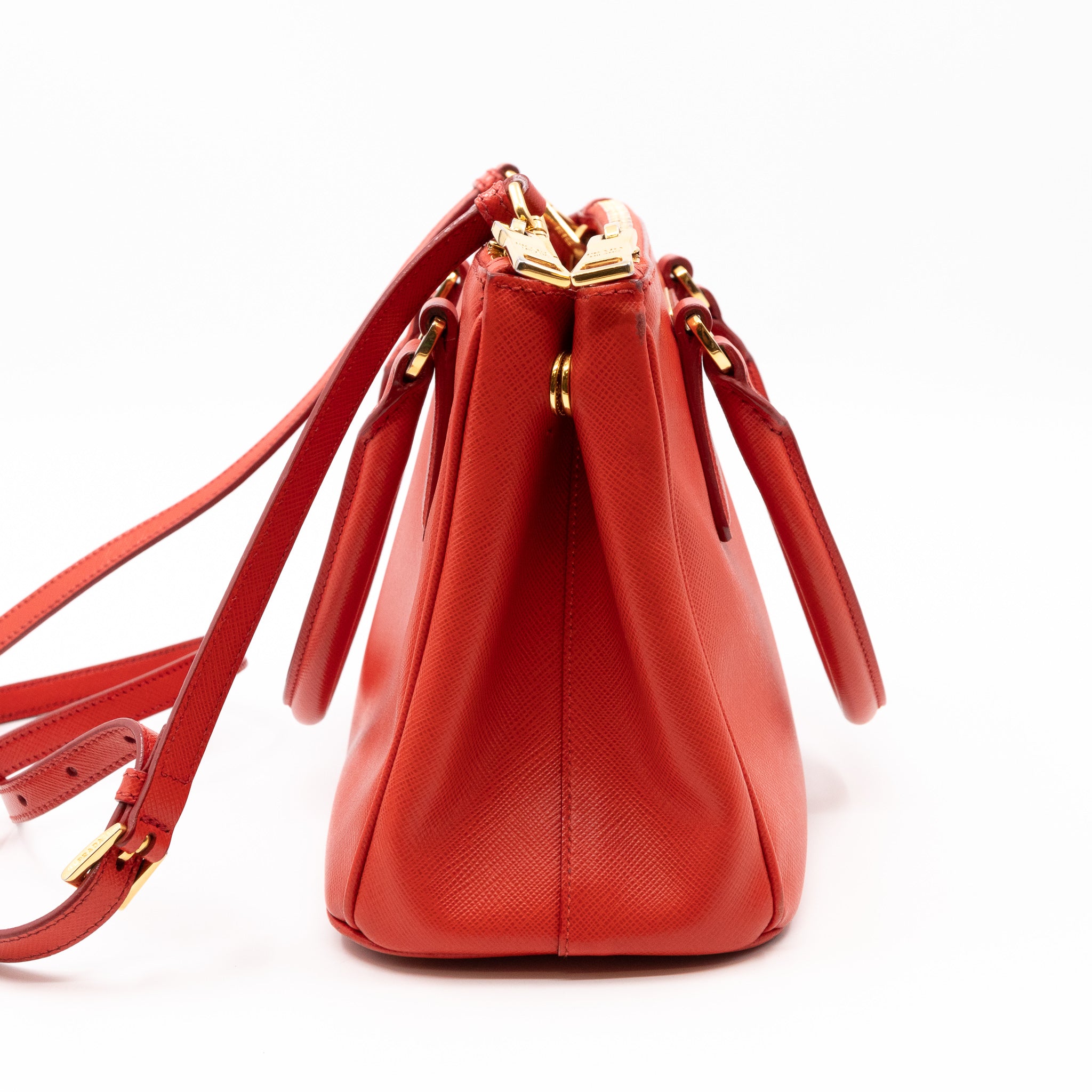 Galleria Small Double Zip Fiery Red Saffiano