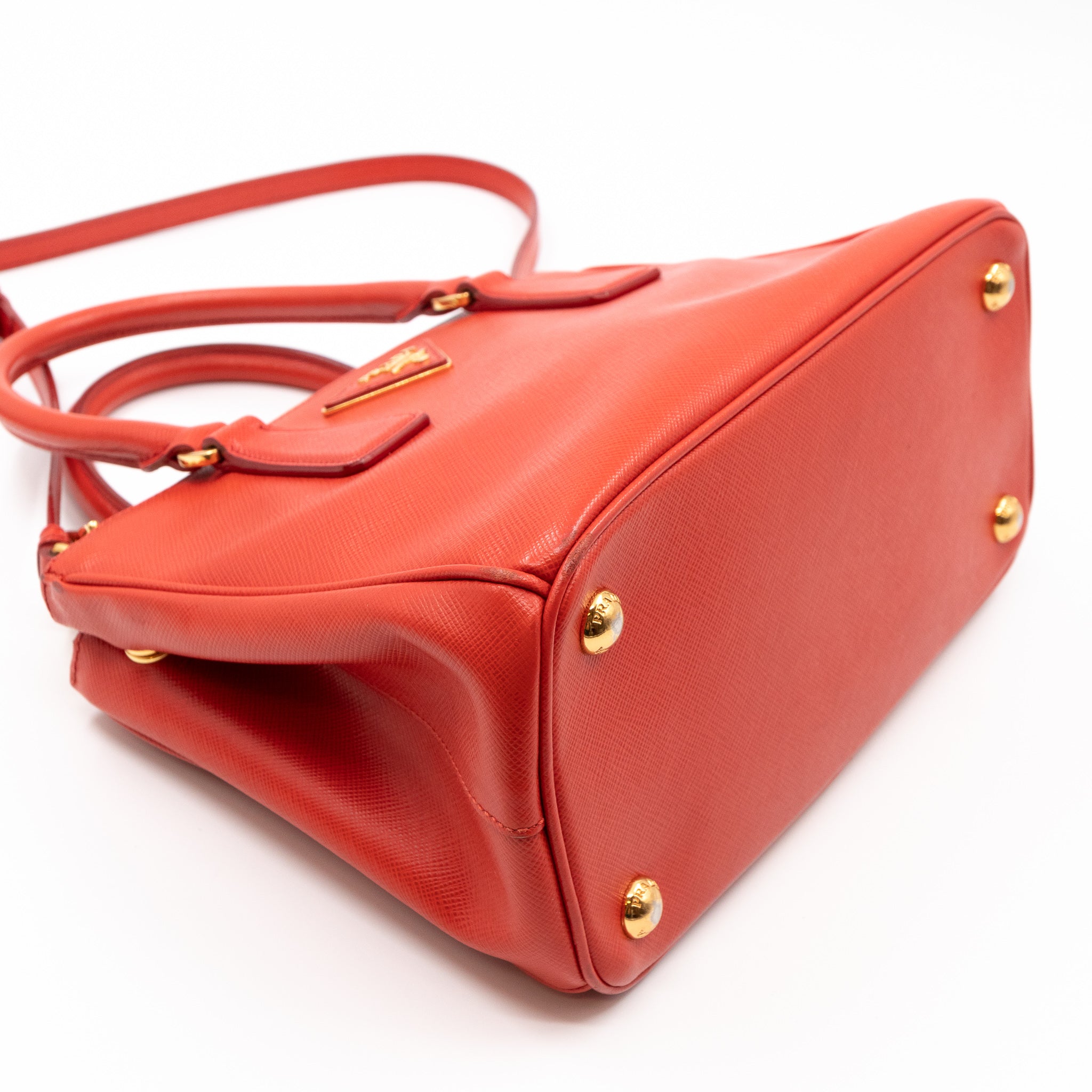 Galleria Small Double Zip Fiery Red Saffiano