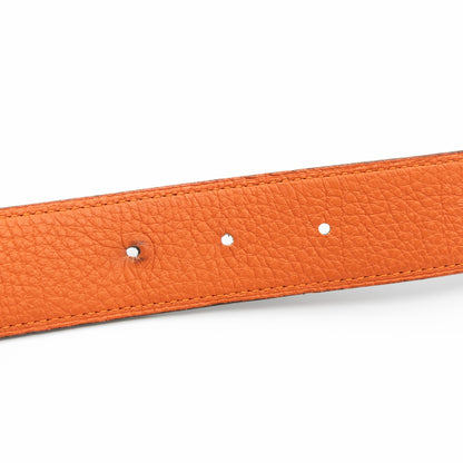 H Buckle Reversible Belt 100 cm Orange & Brown Leather