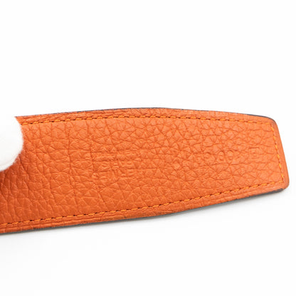 H Buckle Reversible Belt 100 cm Orange & Brown Leather