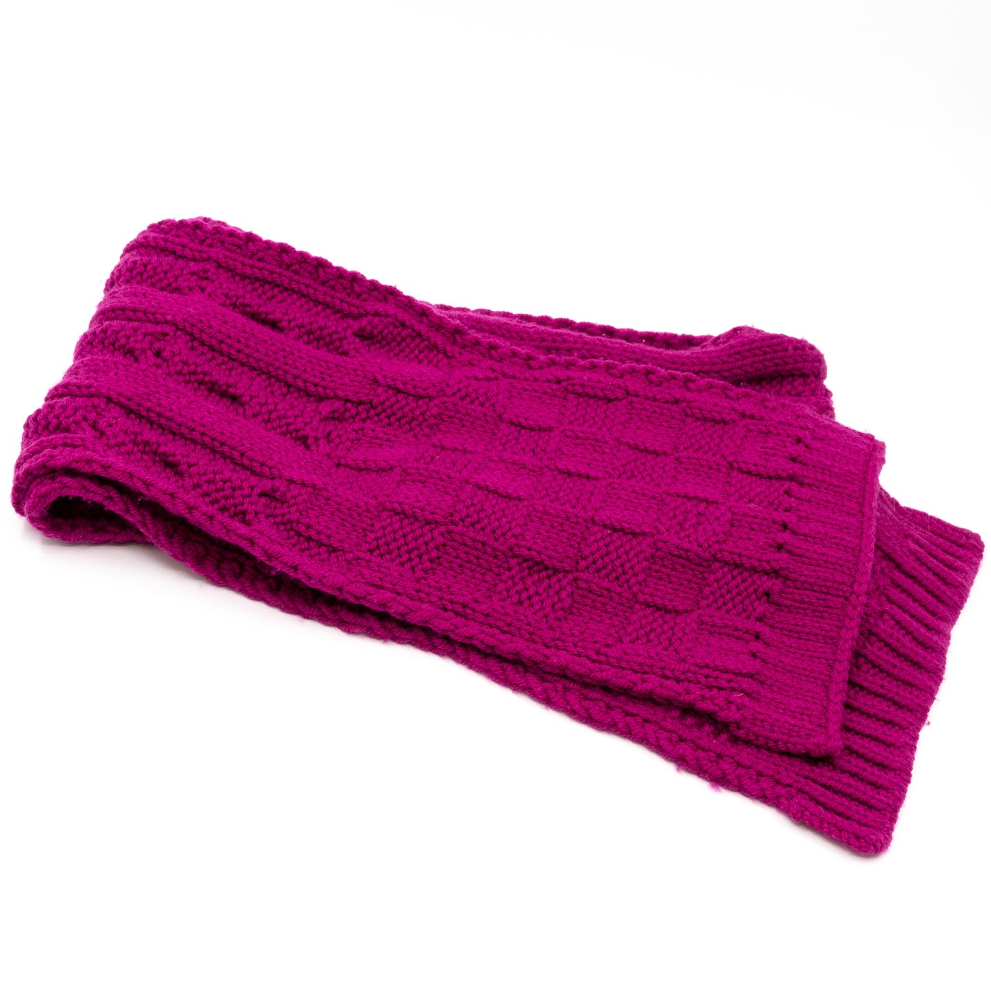 Cable Knit Button Scarf Purple Wool