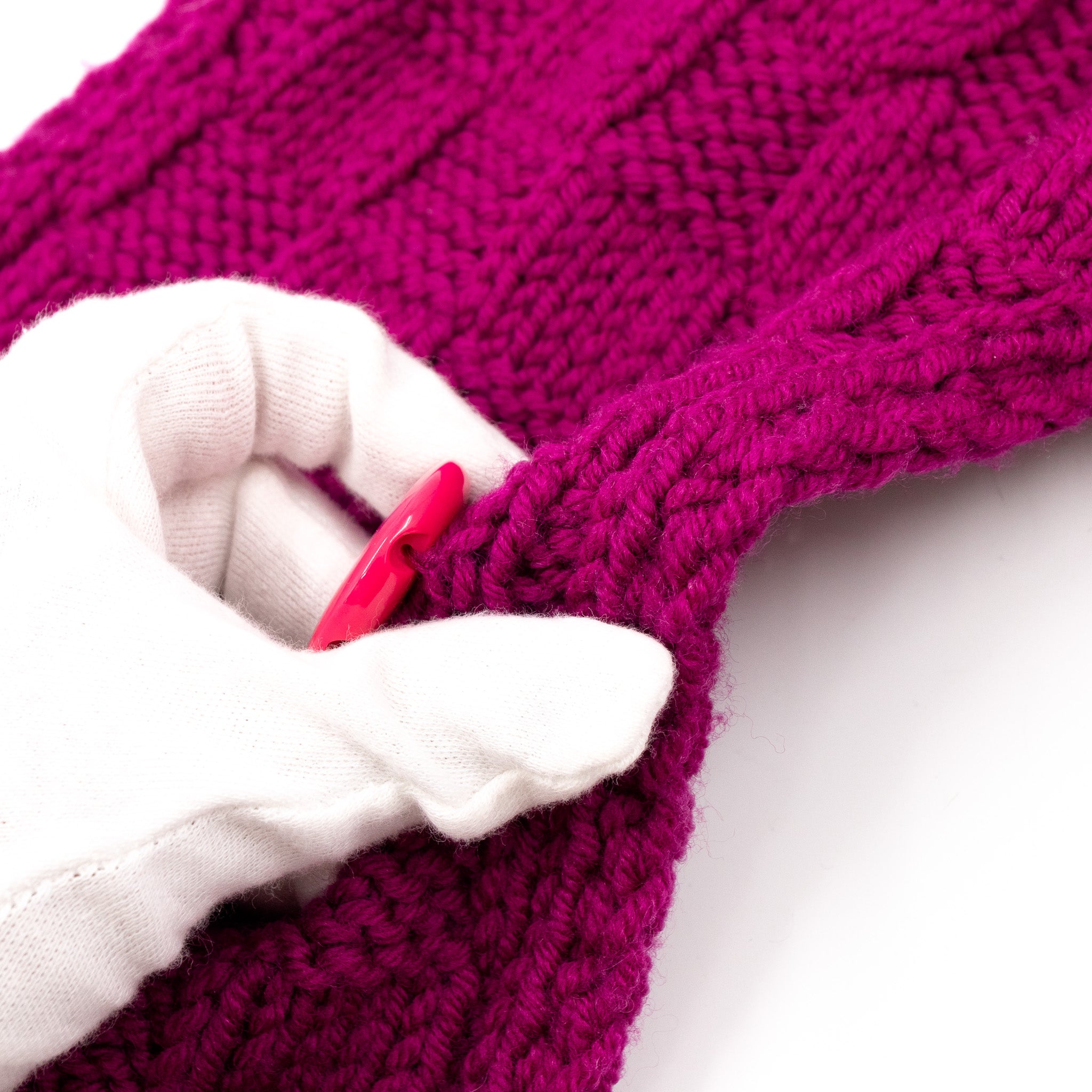 Cable Knit Button Scarf Purple Wool