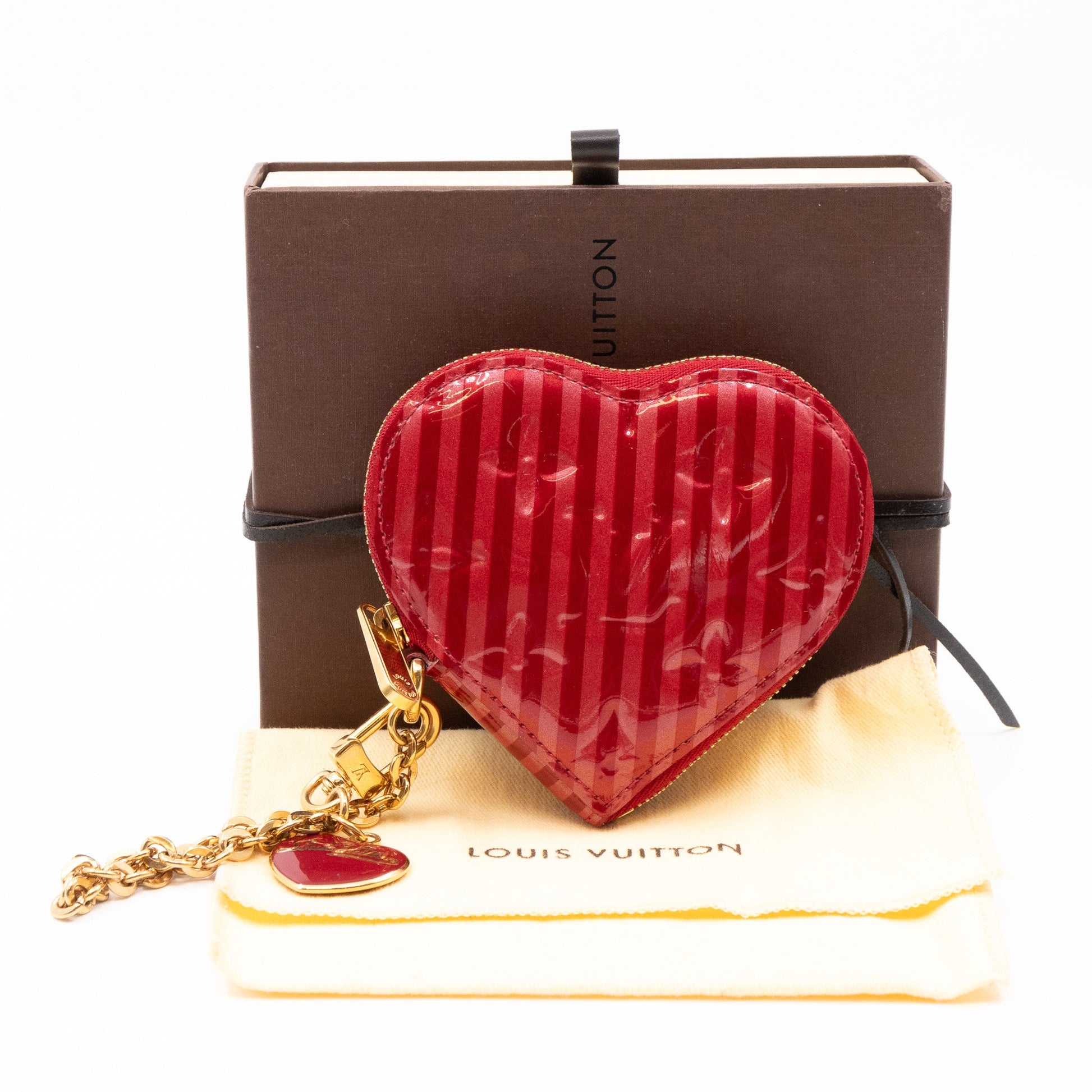 Heart Coin Purse Vernis Pomme D'Amour Rayures
