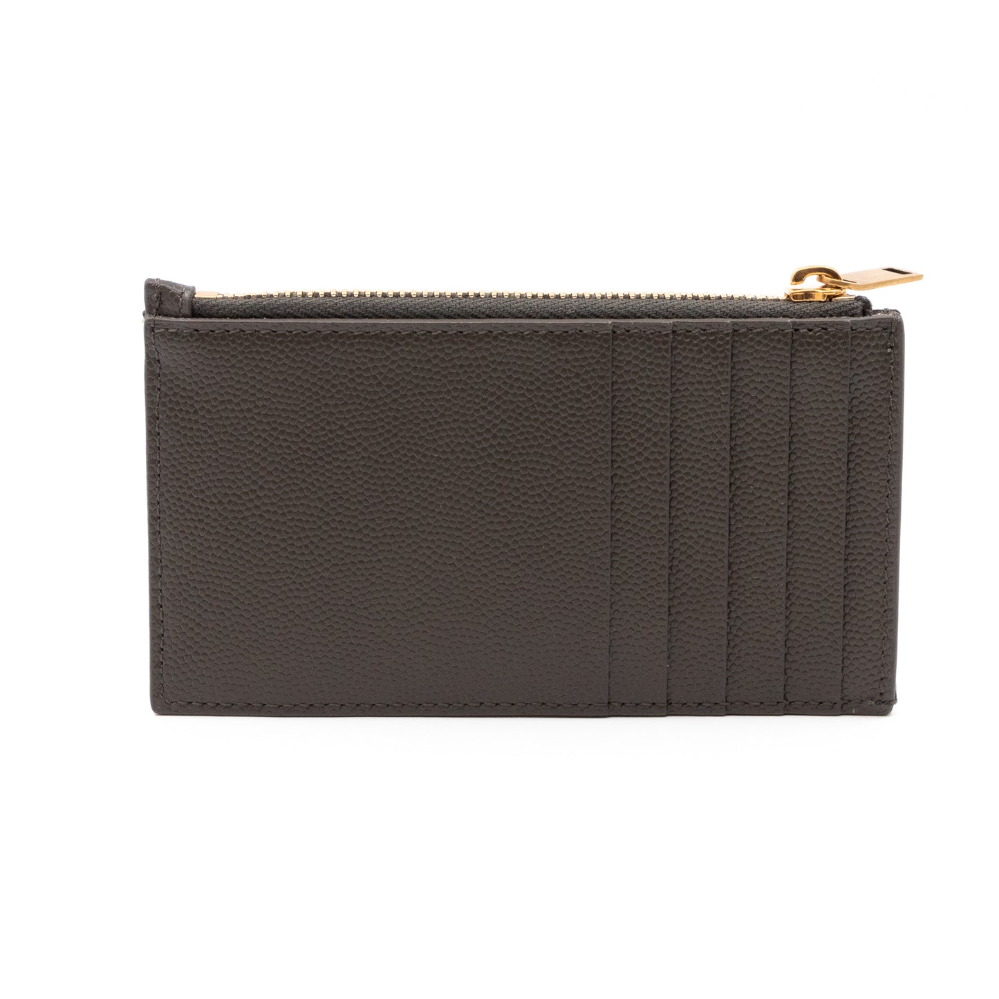 Cassandre Zipped Card Case Pebble Grey Leather