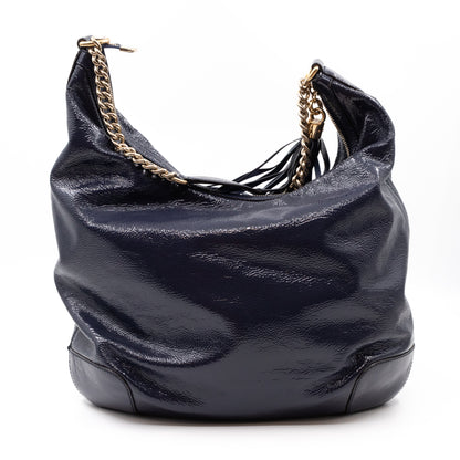 Soho Chain Hobo Crushed Patent Leather Blue