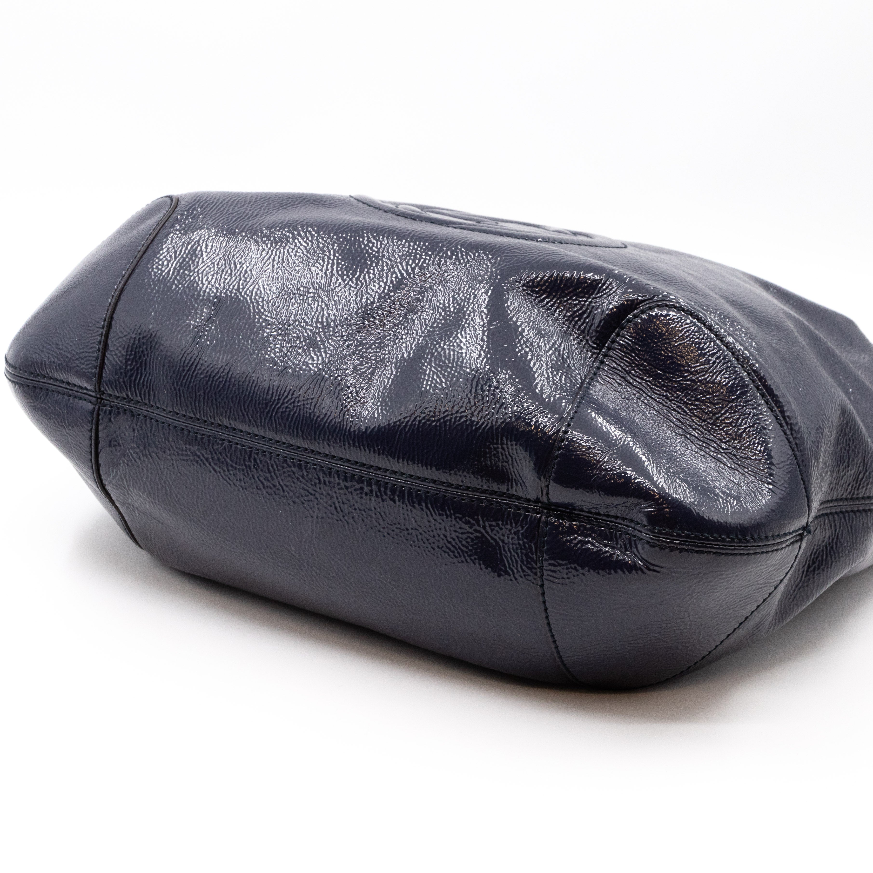 Soho Chain Hobo Crushed Patent Leather Blue