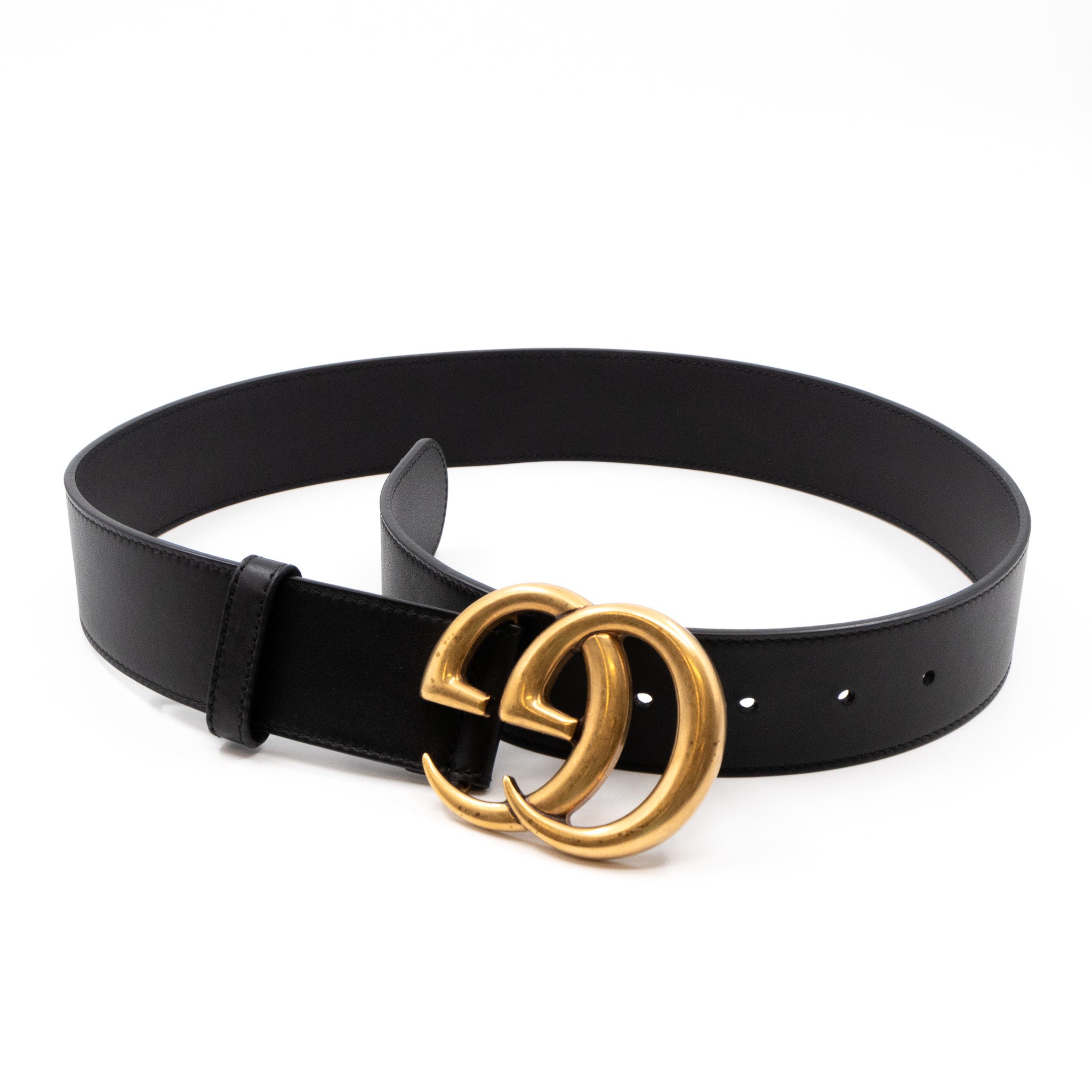 GG Marmont Wide Black Leather Belt 75 cm