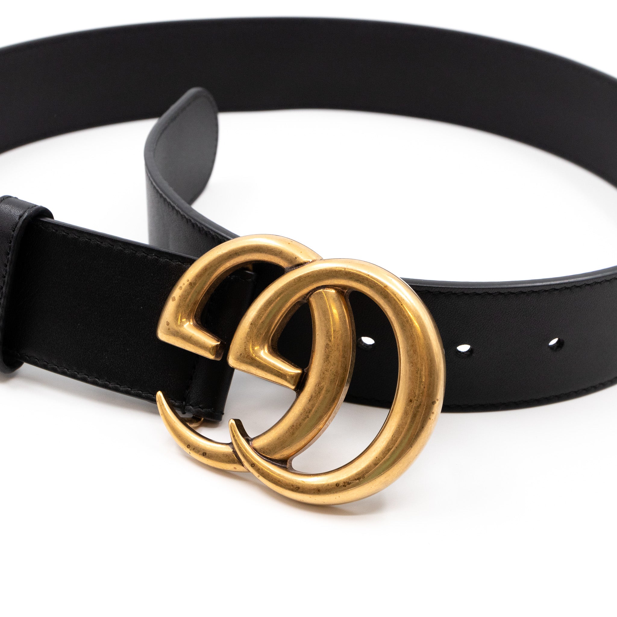 GG Marmont Wide Black Leather Belt 75 cm