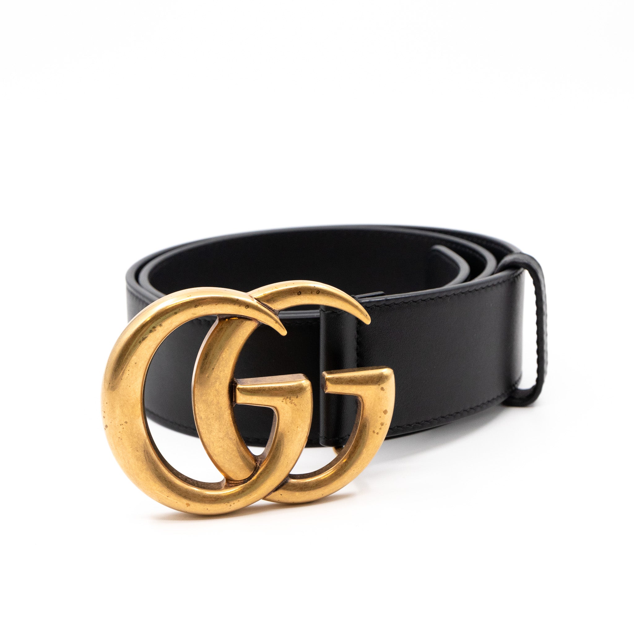 GG Marmont Wide Black Leather Belt 75 cm