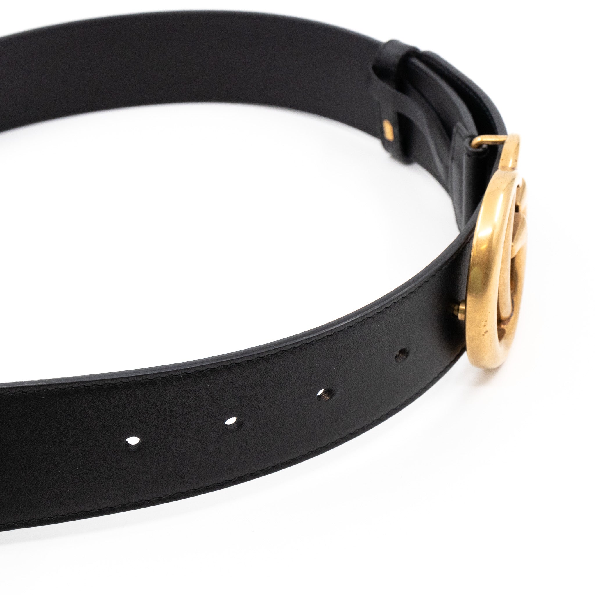 GG Marmont Wide Black Leather Belt 75 cm