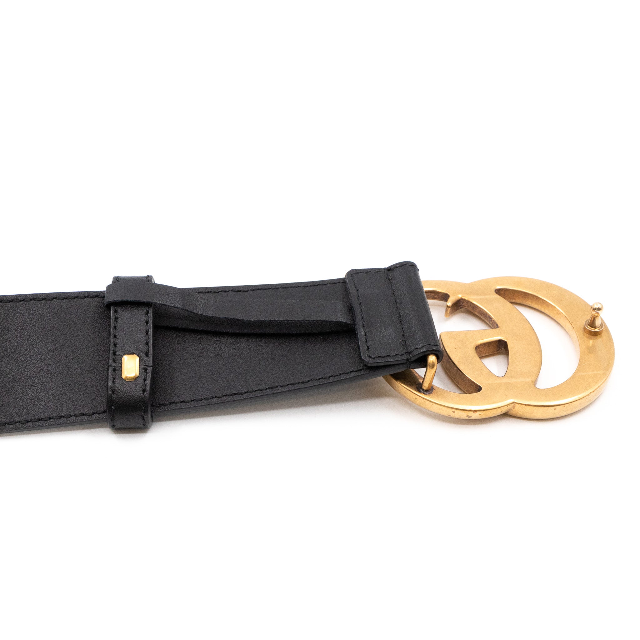 GG Marmont Wide Black Leather Belt 75 cm