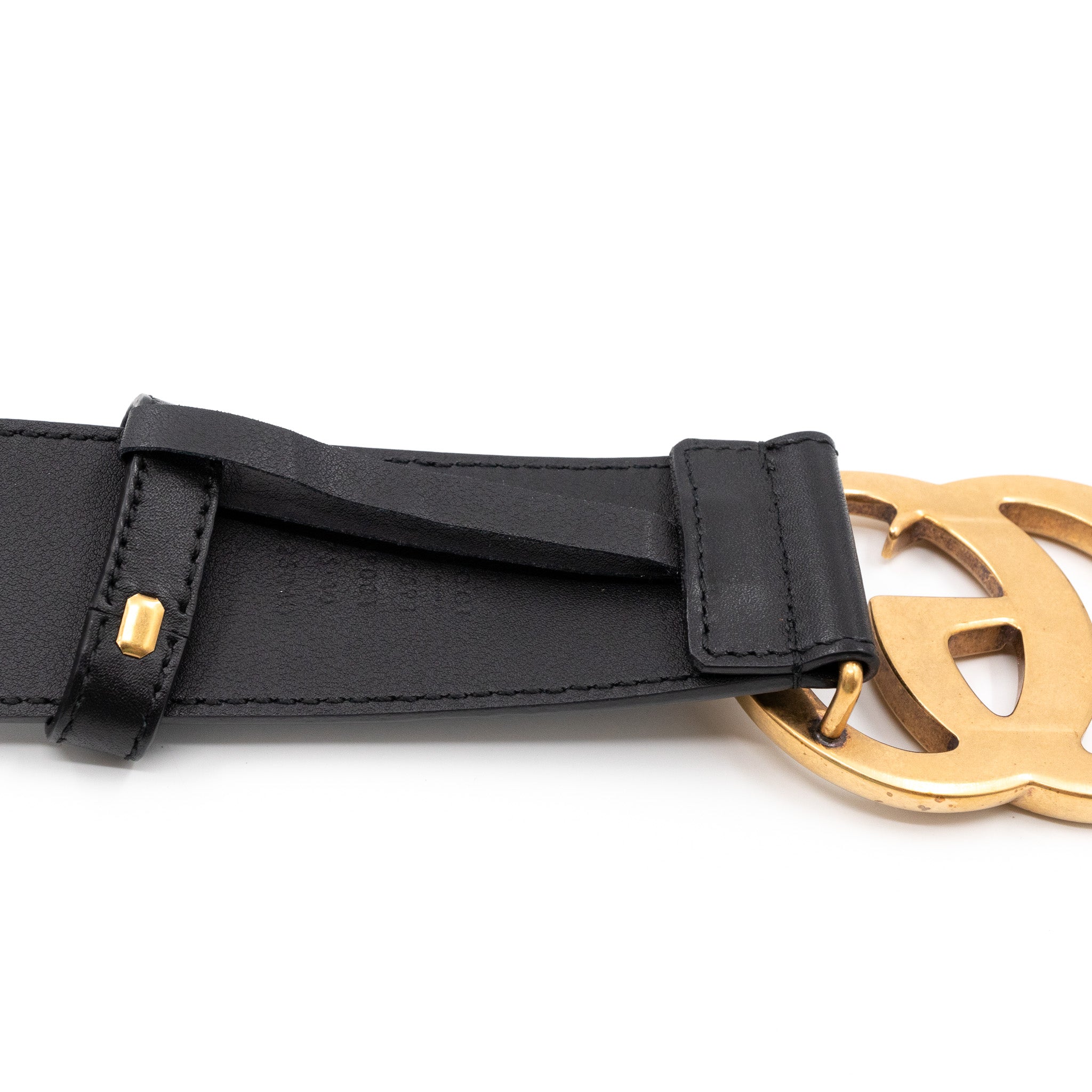GG Marmont Wide Black Leather Belt 75 cm
