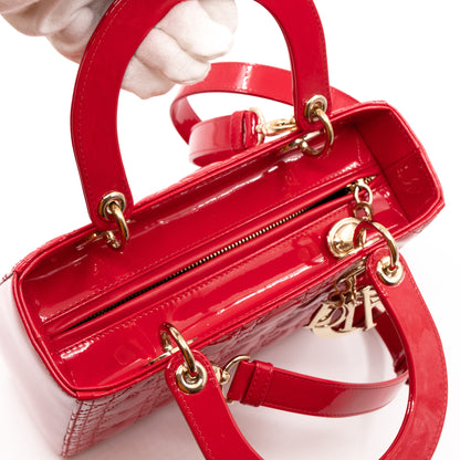 Lady Dior Medium Red Patent Leather