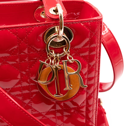 Lady Dior Medium Red Patent Leather