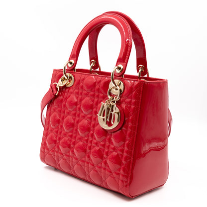 Lady Dior Medium Red Patent Leather