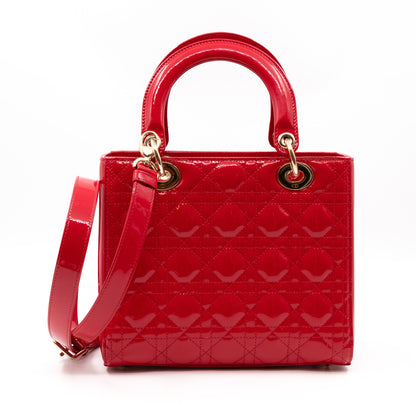 Lady Dior Medium Red Patent Leather