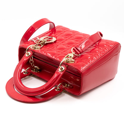 Lady Dior Medium Red Patent Leather