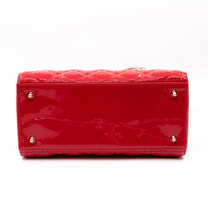 Lady Dior Medium Red Patent Leather