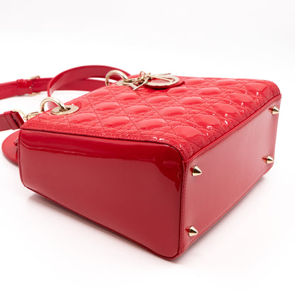 Lady Dior Medium Red Patent Leather