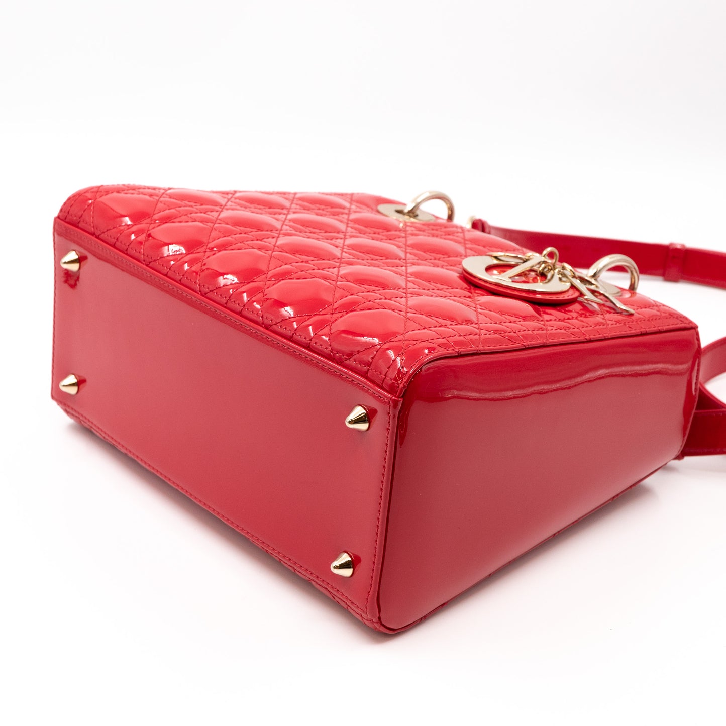 Lady Dior Medium Red Patent Leather